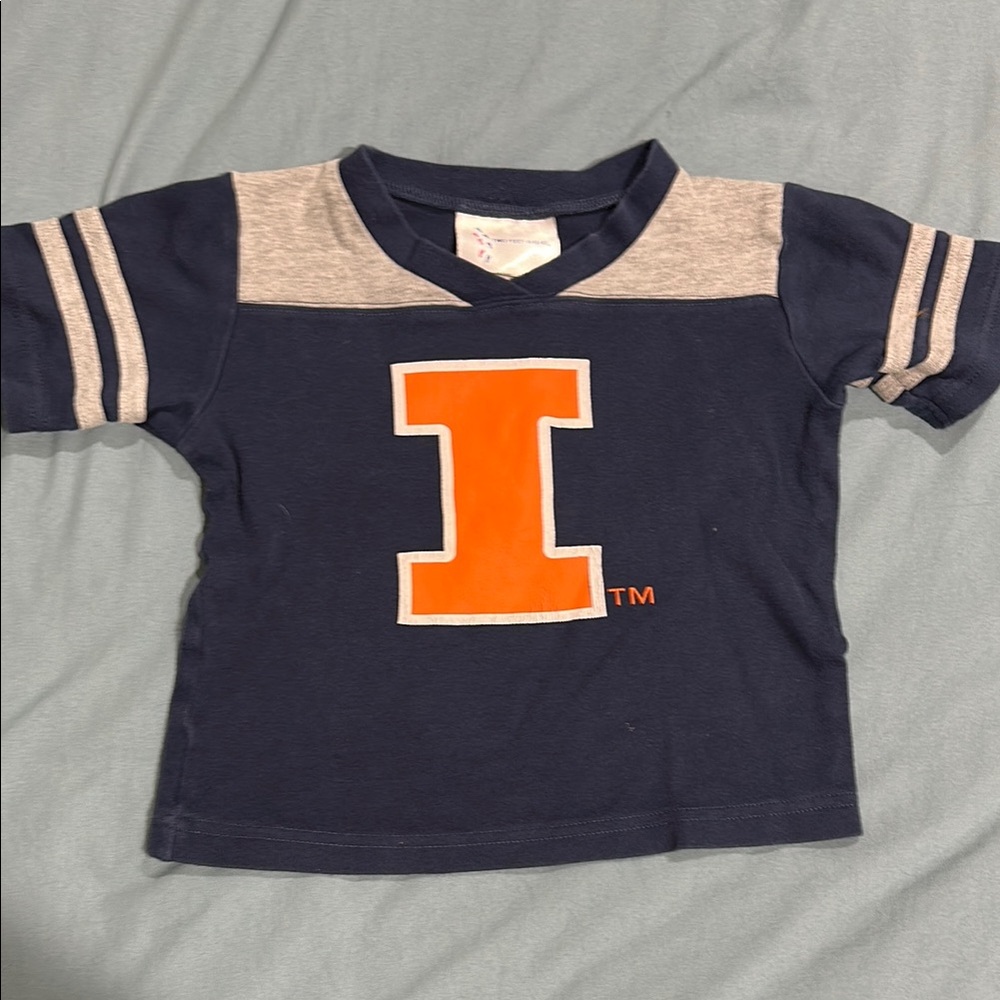 Kids Navy and Gray T-Shirt with Orange Logo